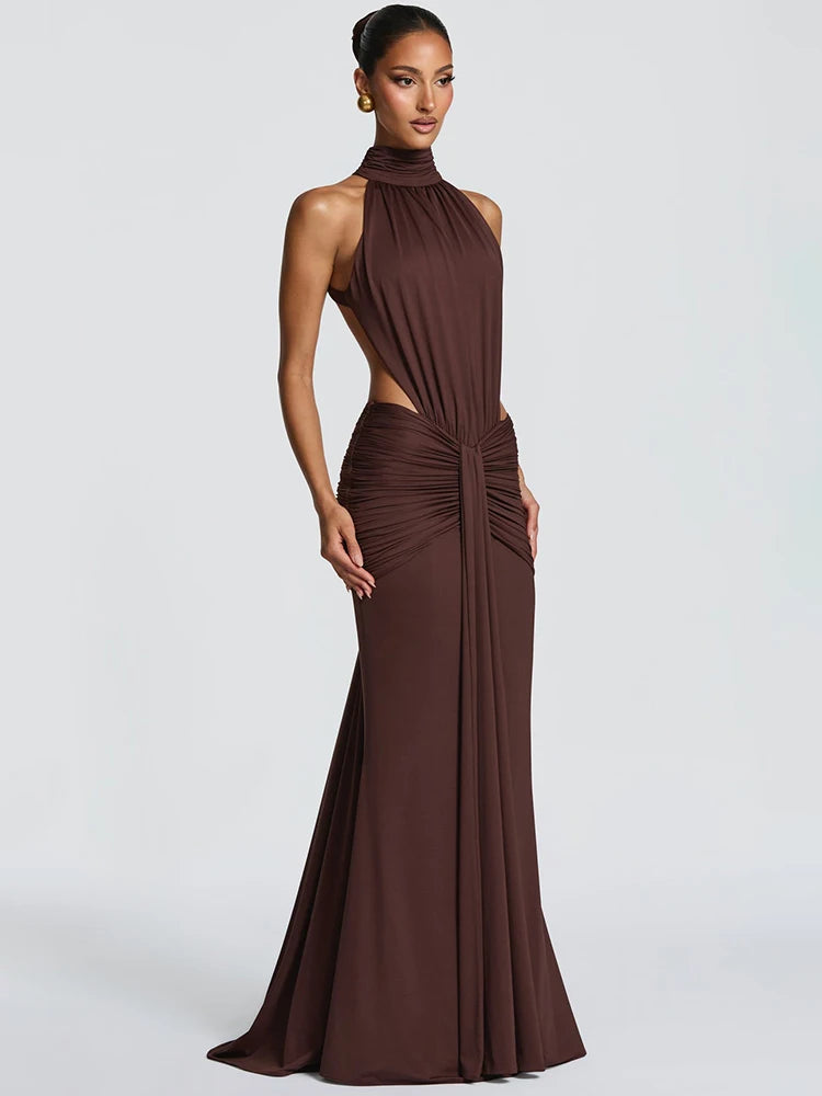 Backless Sleeveless Maxi Dress Elegant Bodycon