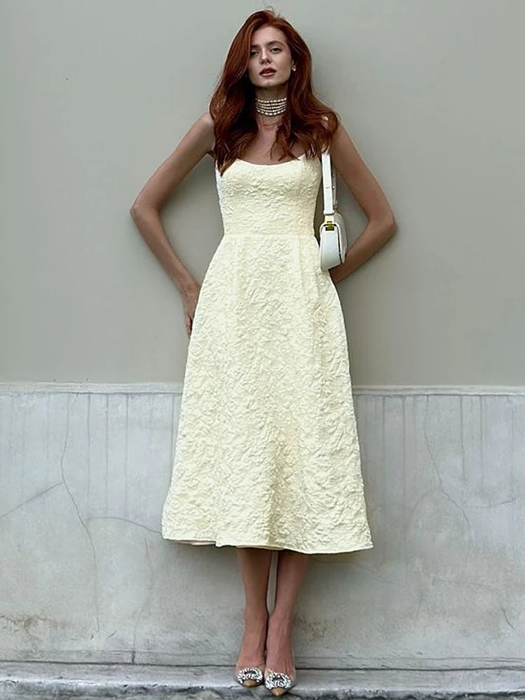 Backless O Neck Sling Maxi Dress A Line Slim