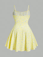 Fashion Floral Sleeveless Thin Strap Camisole Dress