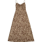 Leopard Print Spaghetti Strap Backless Dress With Ruffle Hem