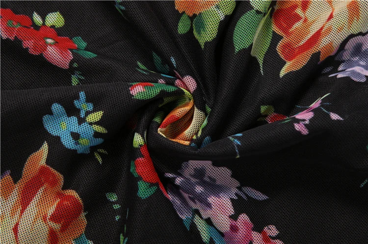 Midnight Floral Mesh Camisole With Patchwork