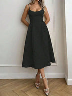 Backless O Neck Sling Maxi Dress A Line Slim