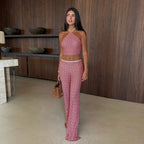 High Neck Three Piece Bikini Set With Long Dress For Women Beachwear Swimwear