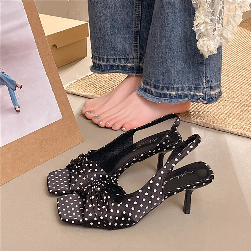 Elegant Stiletto Sandals With Back Strap Slip On Heels