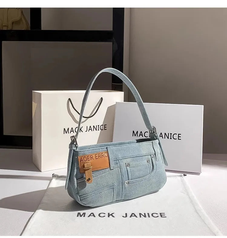 Denim Square Bag For Women Casual Chic Shoulder Messenger Purse With Modern Flair