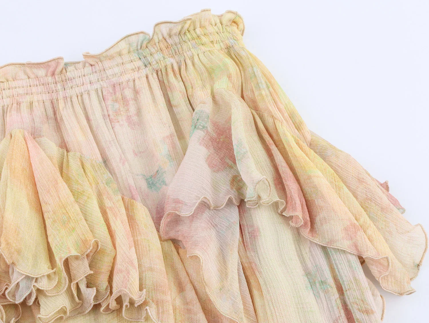 Boho Gradient Tiered Skirt With Ruffles Elegant Long Hippie Style