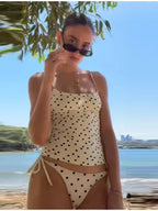 Retro Polka Dot Tankini Set Minimalist Vintage Top Bikini Bottom