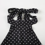 Polka Dot Halter Dress For Women Backless Mini