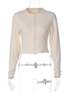 O-Neck Cardigan With Long Sleeves Slim Fit