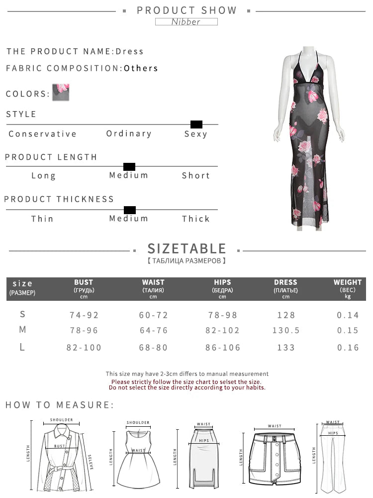 Floral Rose Print Backless Halter Maxi Dress