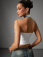 Women’s Halter Neck Backless Crop Top