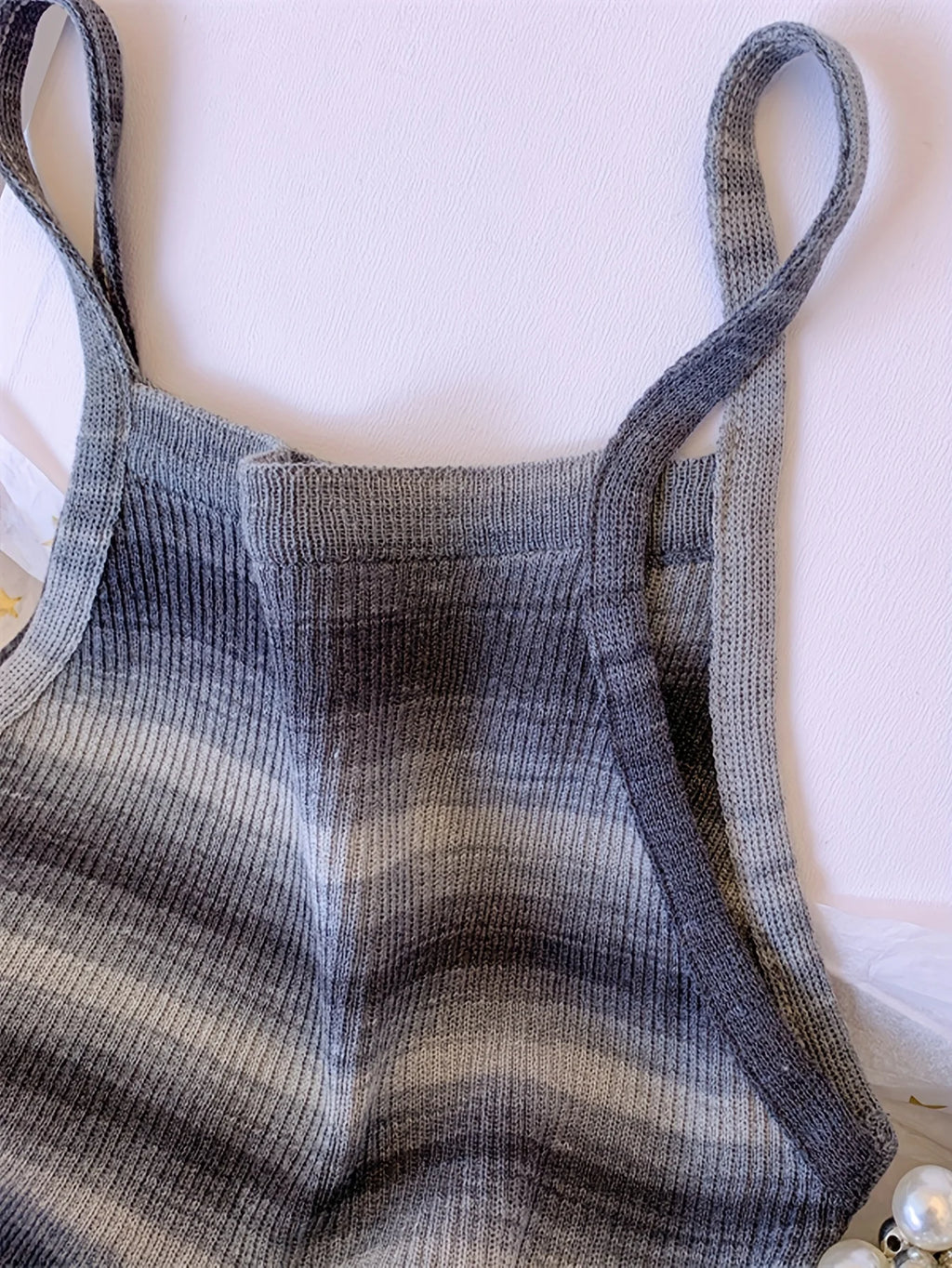 Striped Ribbed Knit Cami Top With Square Neck Sleeveless Rainbow Crop