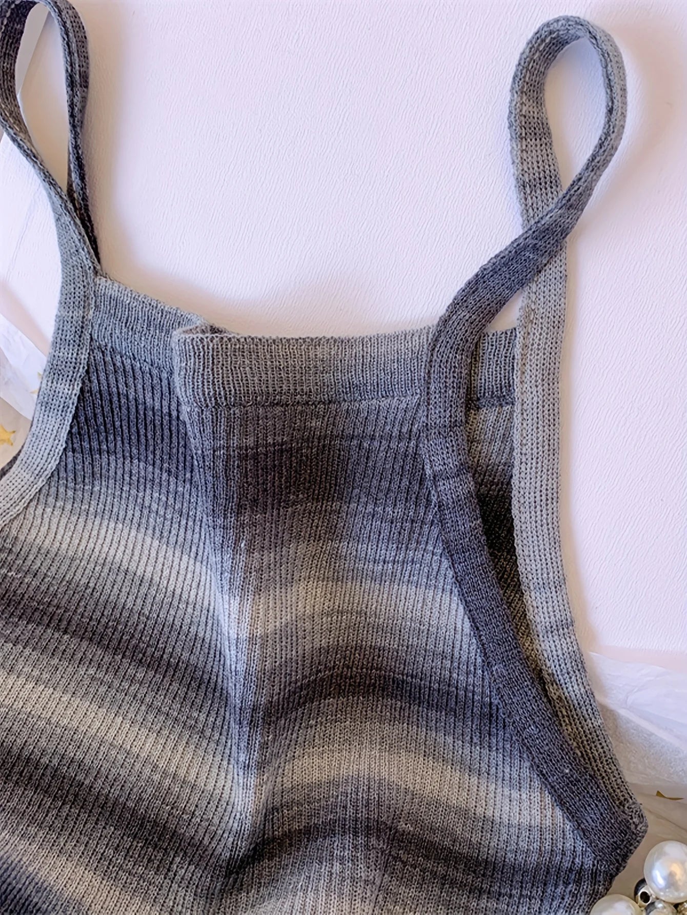 Striped Ribbed Knit Cami Top With Square Neck Sleeveless Rainbow Crop