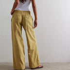 Denim Pull-On Jeans With High Waist Baggy Straight Leg Stretchy Full Length Trousers Nineties Inspired Streetwear