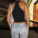Halter Off Shoulder Crop Top For Women Backless Tank