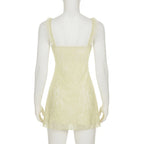 Light Yellow Lace Strapless Dress Slim Silhouette