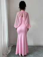 Elegant Mermaid Gown Beaded Body-con Slip Dress