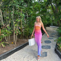 Gradient Print Backless Strapless Maxi Dress For Women Chest Wrap