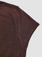 Solid Color Button Front Short Sleeve Tee With Round Neck