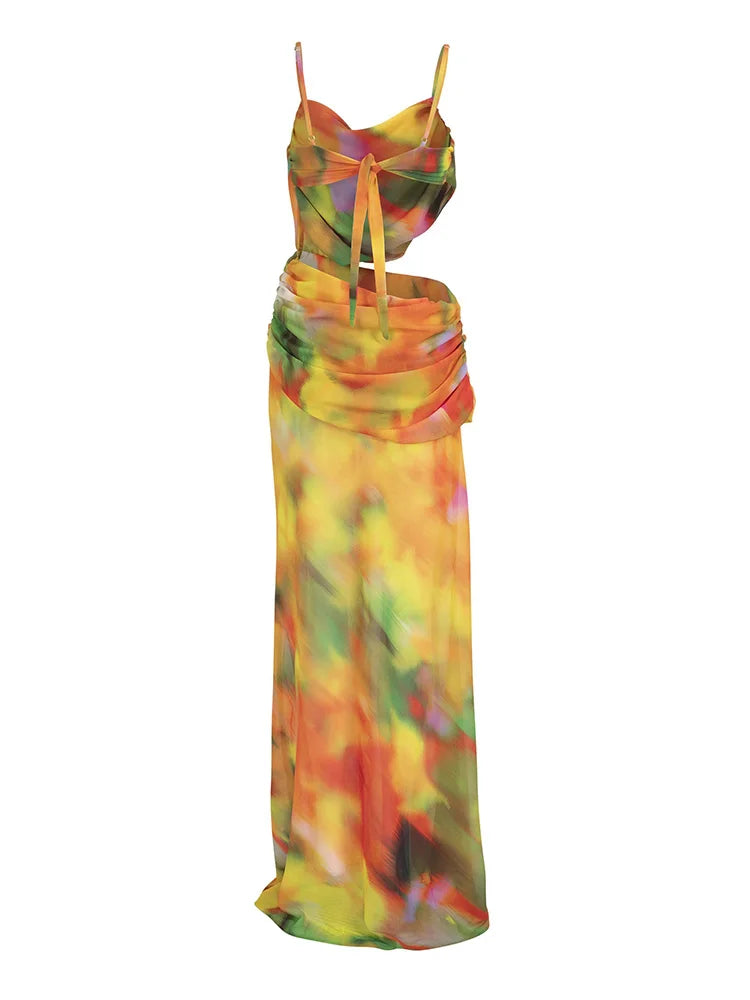 Mesh Cutout Wrap Cover Up Maxi Dress