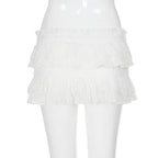 Lace Trim Knot High Waist Pleated Mini Skirt With Color Blocking Details For Seductive Style
