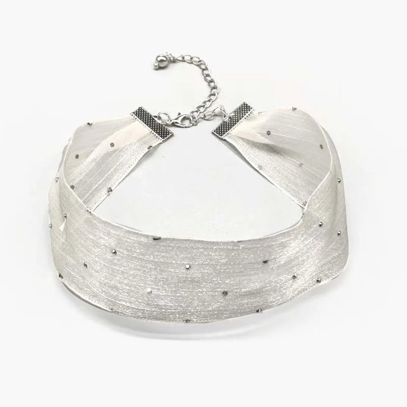 Midnight Mesh Choker Necklace With Crystal Accents For Elegant Night Out Mood And Subtle Glam