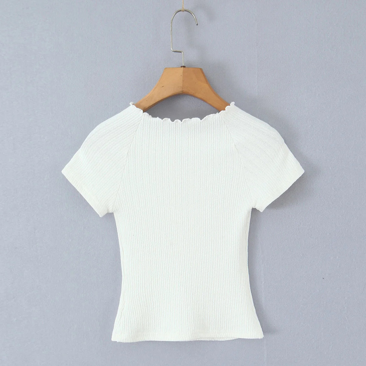 O Neck Slim White Cotton Tee For Women Short Sleeve