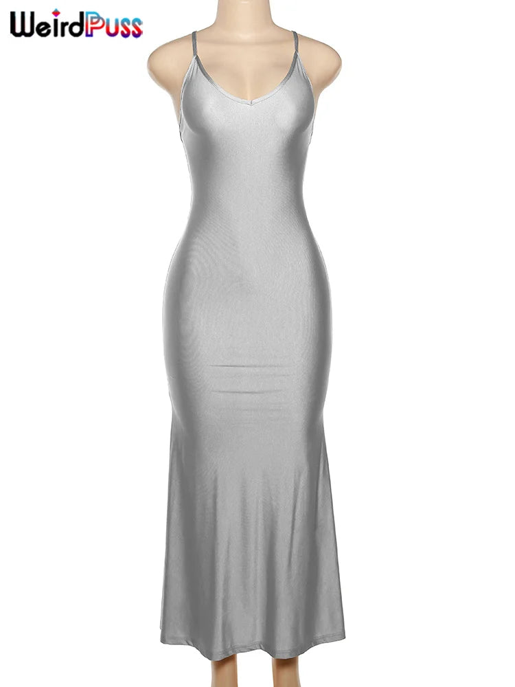 Coquette Backless V-Neck Evening Maxi Dress With Mermaid Silhouette