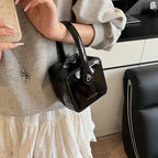 Mini Box PU Leather Crossbody Bag With Short Handle Phone Friendly Compact