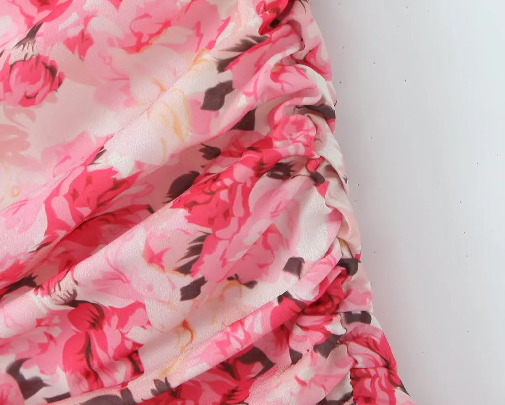 Boho Floral Print 2 Pieces Skirts Set Holiday Summer Women Sexy Backless Halter Top + Mini Skirt