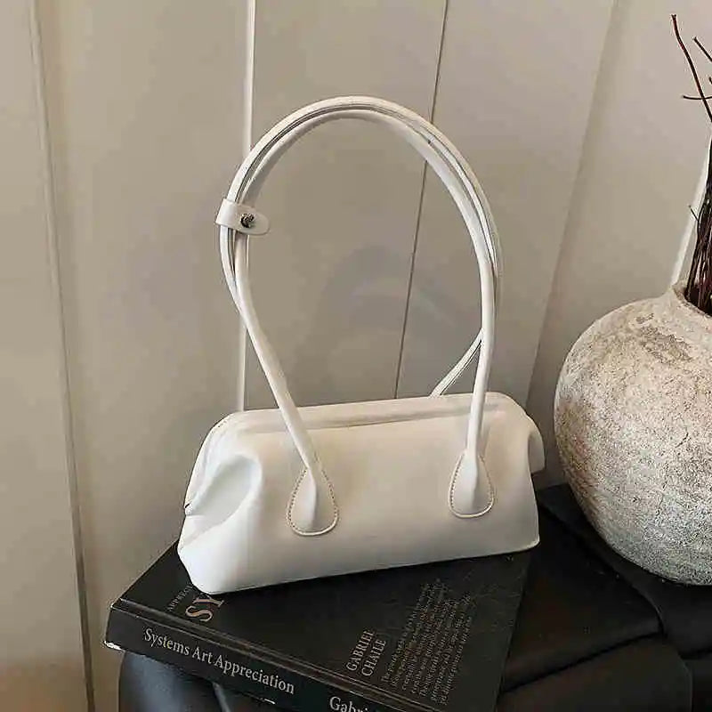Underarm Bag Solid Color PU Shoulder Handbag
