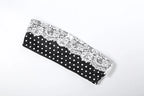 Black Lace Patchwork Two Piece Set With Backless Tube Top And Polka Dot Skirt