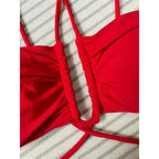 Floral 3D Detail Bikini Swimsuit With High Waist And Wrinkled Texture For Beach Days