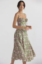 Spaghetti Strap Maxi Dress With Wrap Bow Lace Up Front Elegant Long Gown