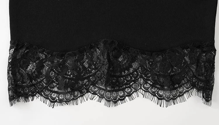 Lace Patchwork Camisole Dress With Sheer Detailing