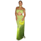 Maxi Dress Women Sleeveless Tassel Detail