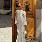 Lace Evening Dress Sleeve Elegant Party Gown
