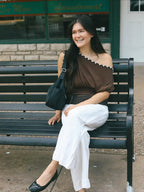 Off Shoulder Button Top Multi Way Wear Slim Fit Cropped