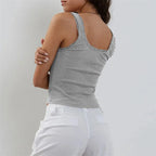 Coquette Lace Trim Knit Crop Top With Bow Sleeveless Square Collar