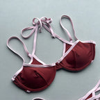 Patchwork Push Up Micro Bikinis Set Ttwo Piece Halter Tie Thong