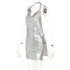 Sequin Backless Party Dress With Hanging Neck
