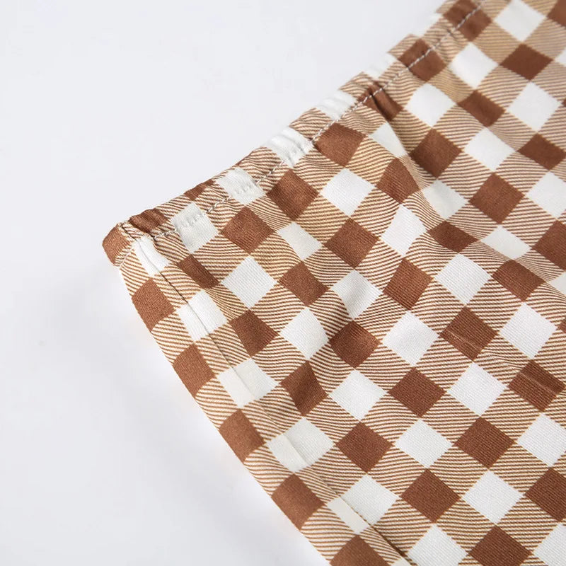 Summer Plaid Short Sleeve Pajama Set