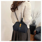 Luxe Faux Suede Frame Shoulder Bag With PU Accent Elegant Crossbody