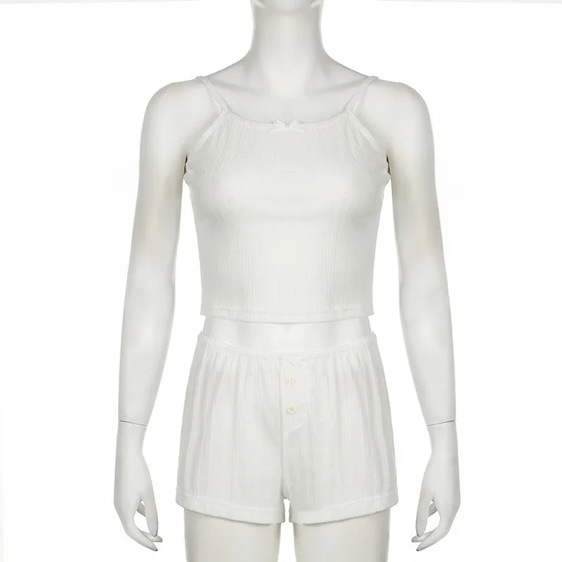 Sultry Suspender Sleep Set With Lightweight Top And Shorts