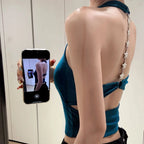 Midnight Y2K Backless Chain Cutout Strapless Tank Top