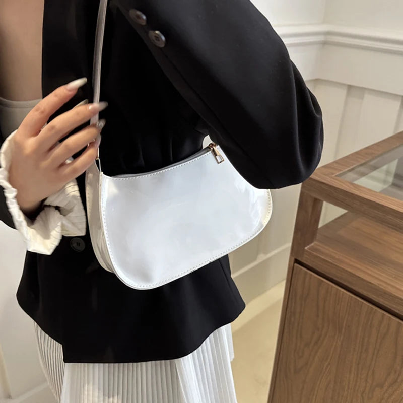 Retro Solid PU Leather Shoulder Bag For Women Chic Casual Hobo