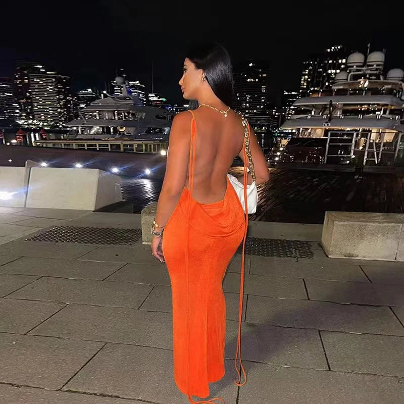 Backless Maxi Sundress With Spaghetti Straps