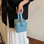 Mini Box PU Leather Crossbody Bag With Short Handle Phone Friendly Compact