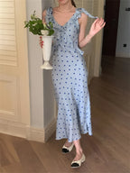 Allover Printed Dress With V Neckline Ruffles And Sleeveless Silhouette