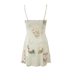 Women Vintage Floral Print Knit High Stretch Sling Mini Dress